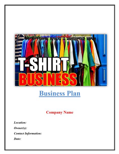 Custom Printed T-Shirts Business Plan